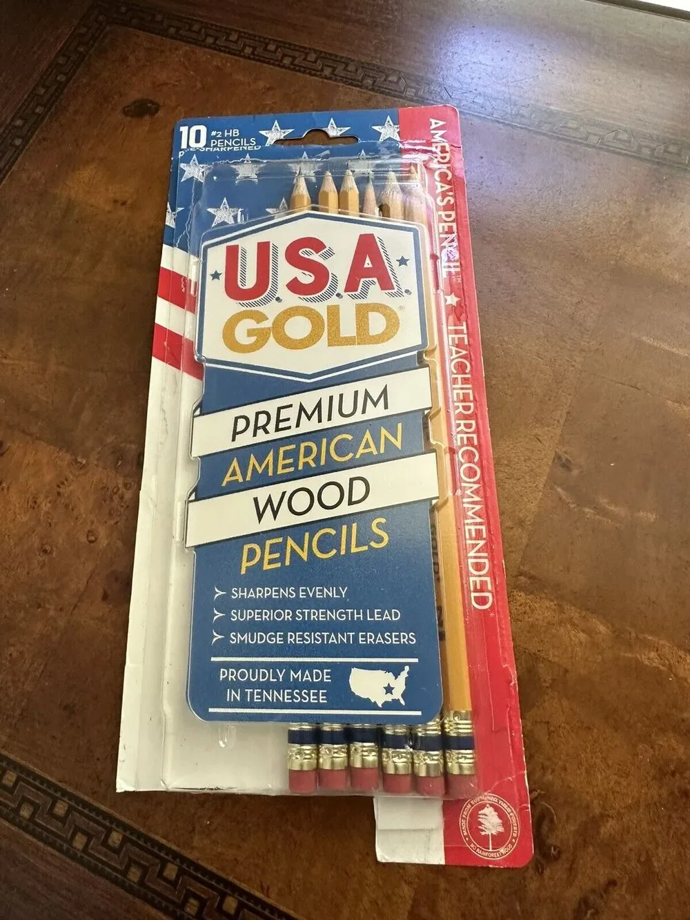 USA Gold - Premium American Wood Pencils (6 Pre-Sharpened #2 HB Pencils)